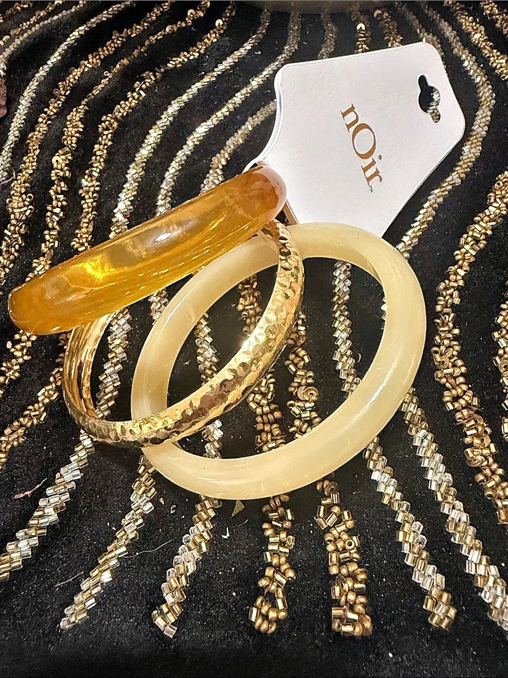 nOir Jewelry Gold Tone & Yellow Bangle Bracelet Set